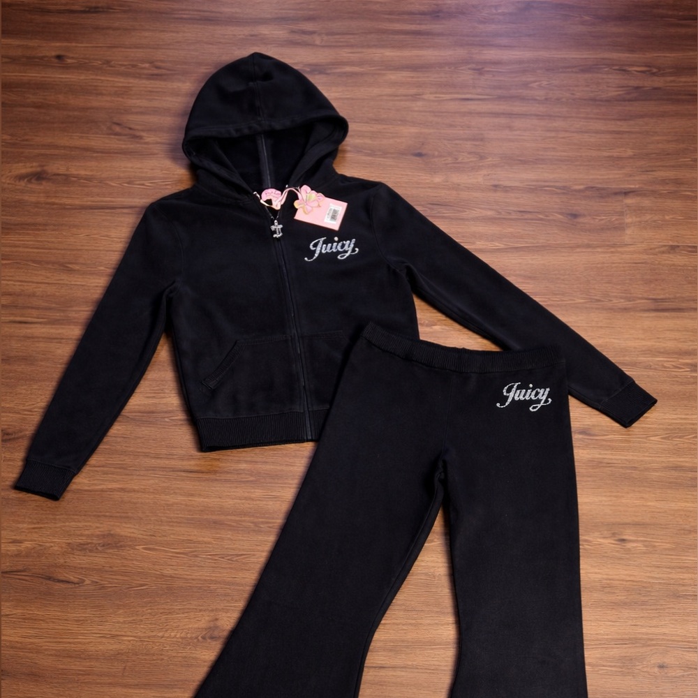 Juicy Couture Black Velour Jacket with Sparkling Logo